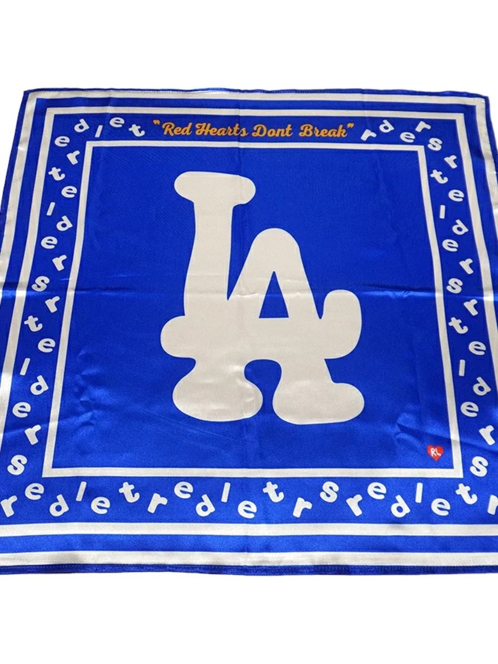 Blue and Cream Not LA Graphic Silk-Feel Scarf RED LETTERS